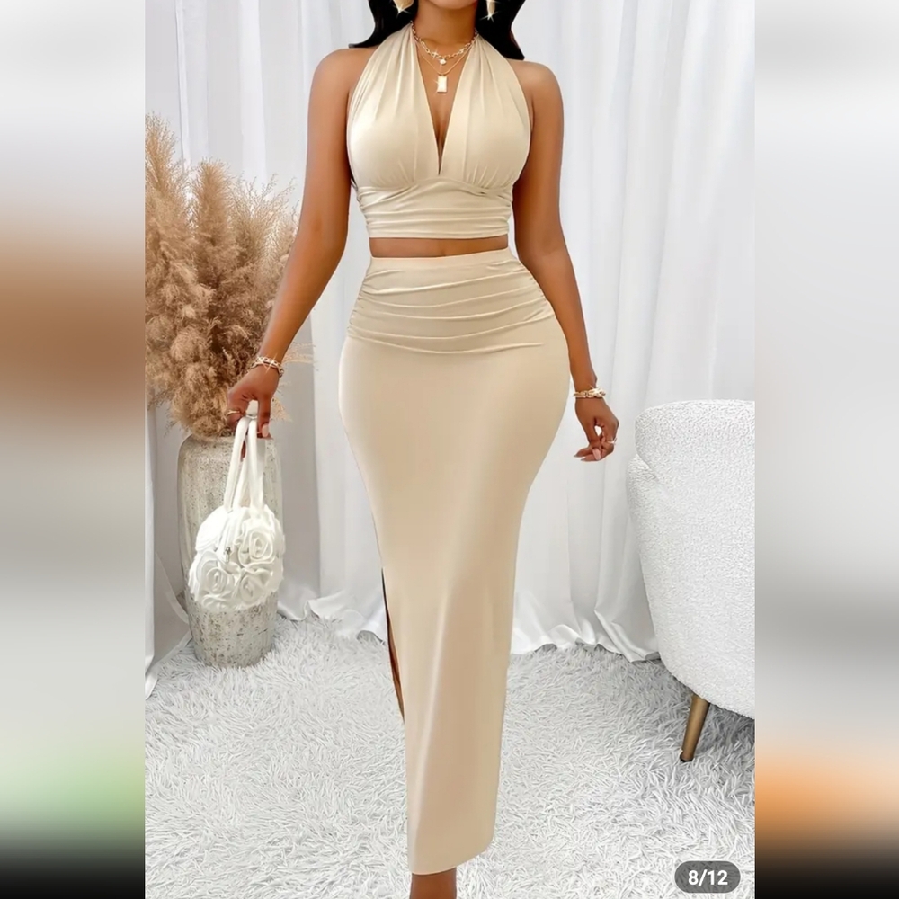 Elegant Cream Maxi Skirt